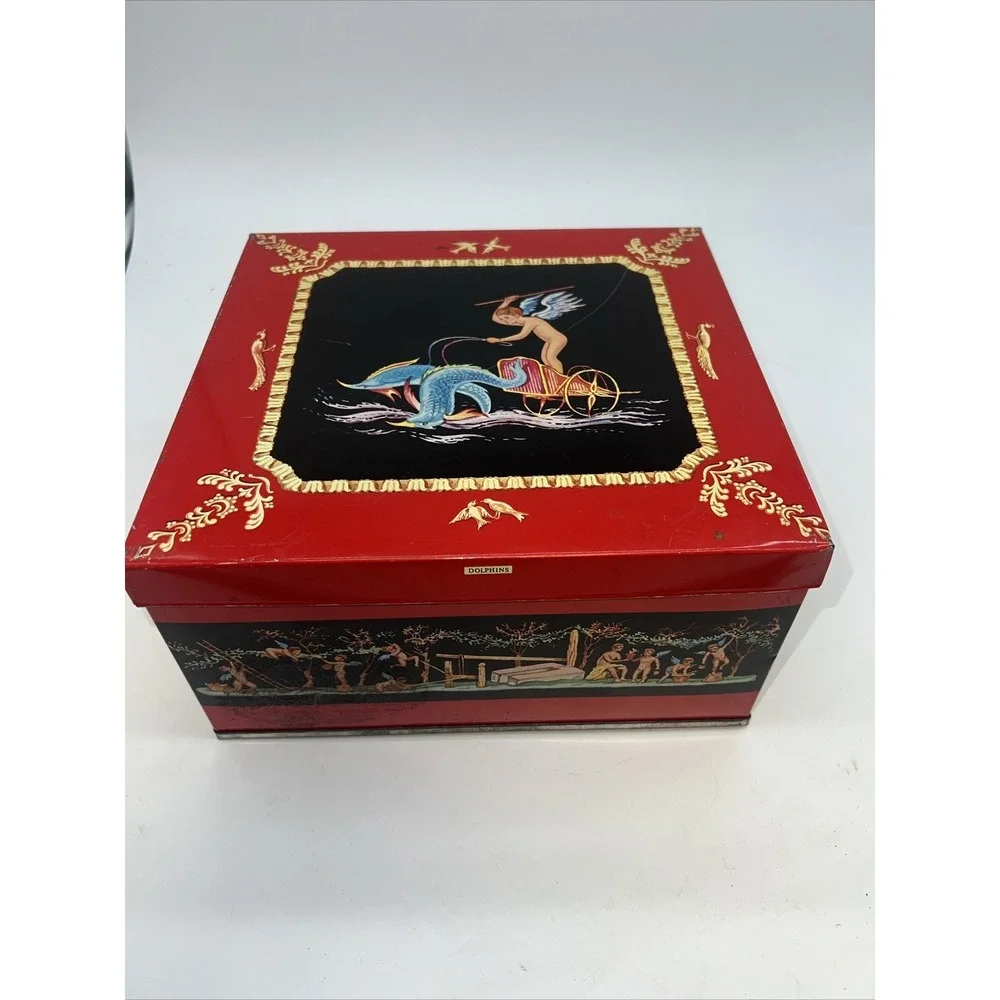 Vintage Huntley‎ & Palmers DOLPHINS Cherub Biscuit Tin